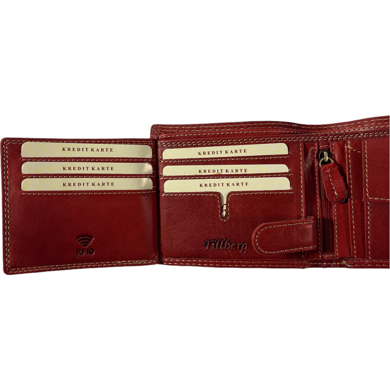 Tillberg Kožená peněženka s motýlem červená JC67