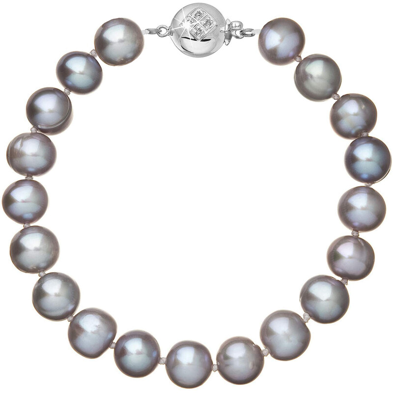 EVOLUTION GROUP Perlový náramek z říčních perel se zapínáním z bílého 14 karátového zlata 823010.3/9270B grey