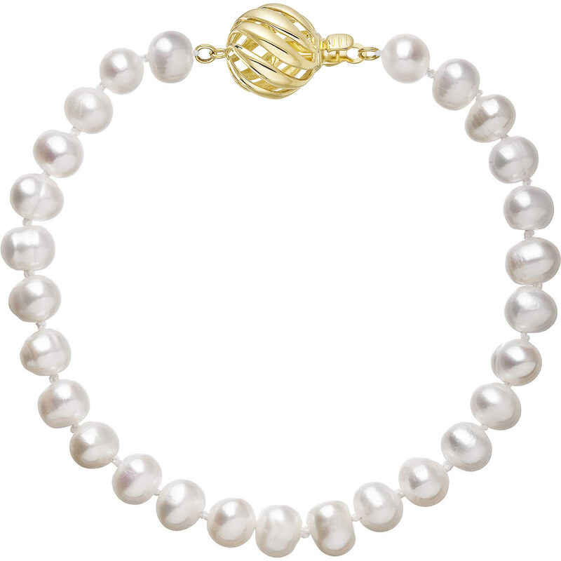 EVOLUTION GROUP Perlový náramek z říčních perel se zapínáním ze 14 karátového zlata 923001.1/9264A bílý