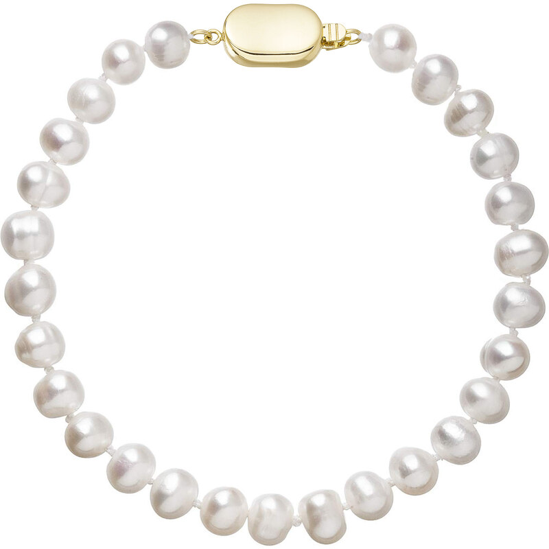 EVOLUTION GROUP Perlový náramek z říčních perel se zapínáním ze 14 karátového zlata 923001.1/9269A bílý
