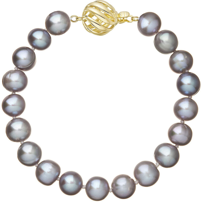 EVOLUTION GROUP Perlový náramek z říčních perel se zapínáním ze 14 karátového zlata 923010.3/9264A grey