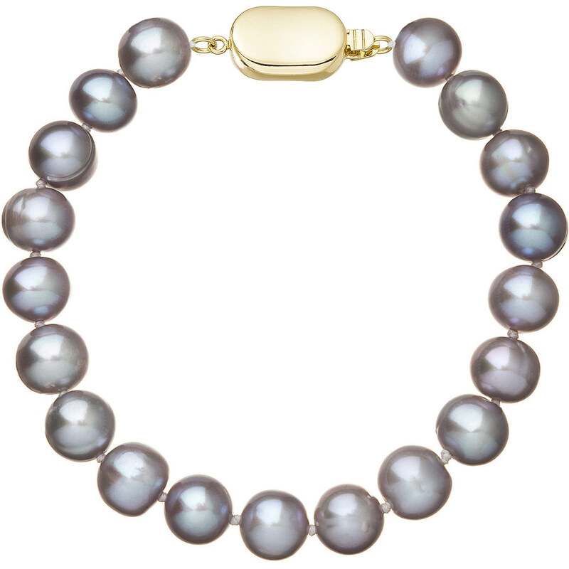 EVOLUTION GROUP Perlový náramek z říčních perel se zapínáním ze 14 karátového zlata 923010.3/9269A grey