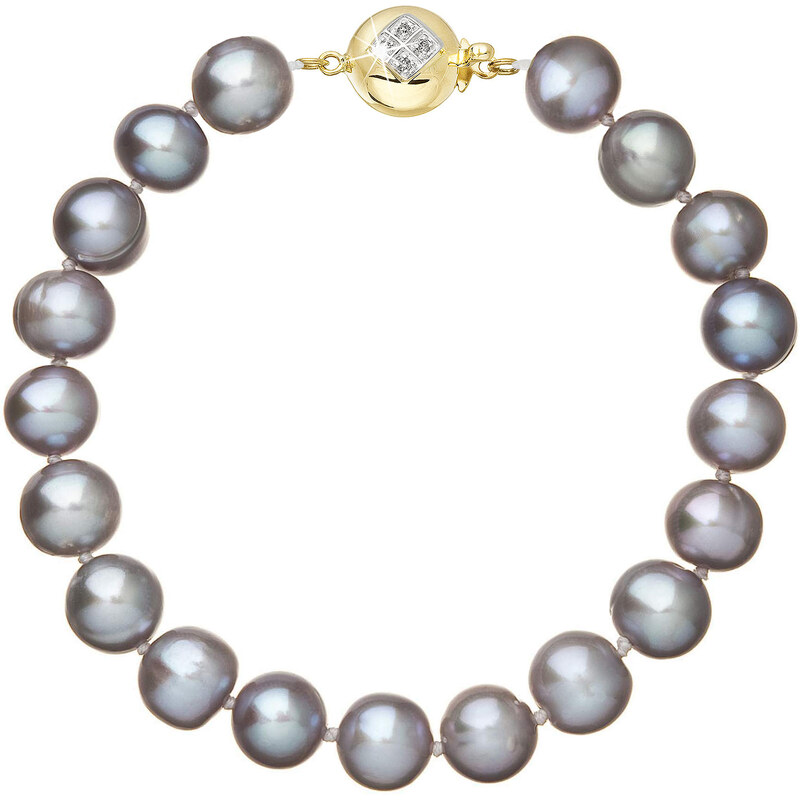 EVOLUTION GROUP Perlový náramek z říčních perel se zapínáním ze 14 karátového zlata 923010.3/9270A grey