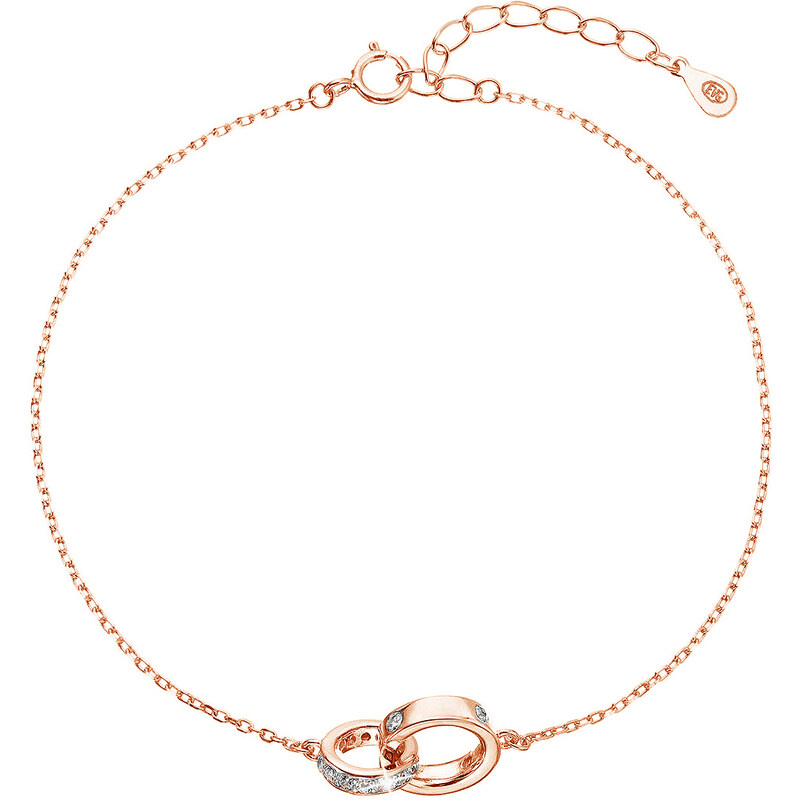 Pozlacený stříbrný Rose Gold náramek kroužky se zirkony 13032.1