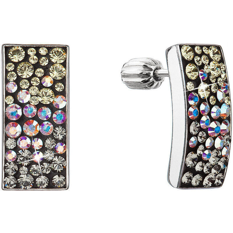 Stříbrné visací náušnice se Swarovski krystaly měsíční 31303.3