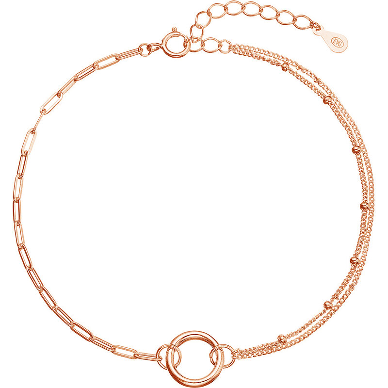 Pozlacený stříbrný Rose Gold náramek kroužek 63013 rose