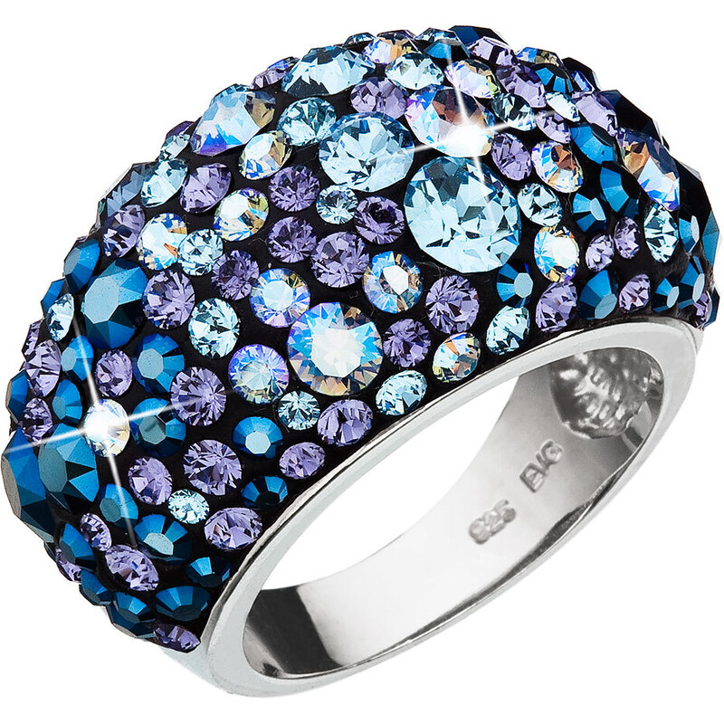 Stříbrný prsten s krystaly Swarovski modrý 35028.3 blue style