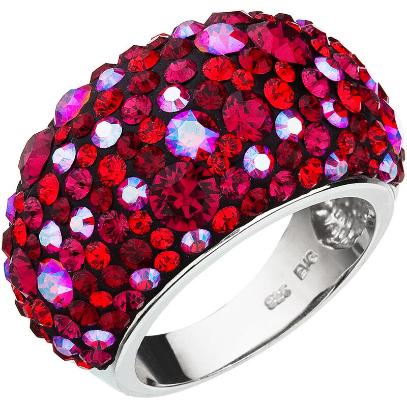 Stříbrný prsten s krystaly Swarovski červený 35028.3 cherry