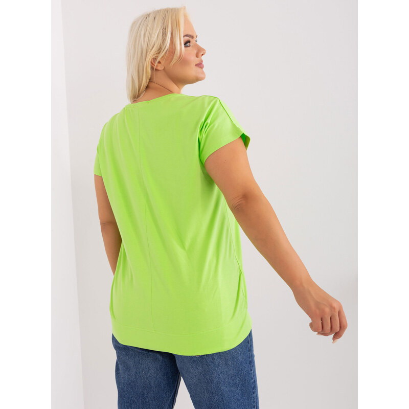 Fashionhunters Světle zelená halenka plus size s krátkým rukávem