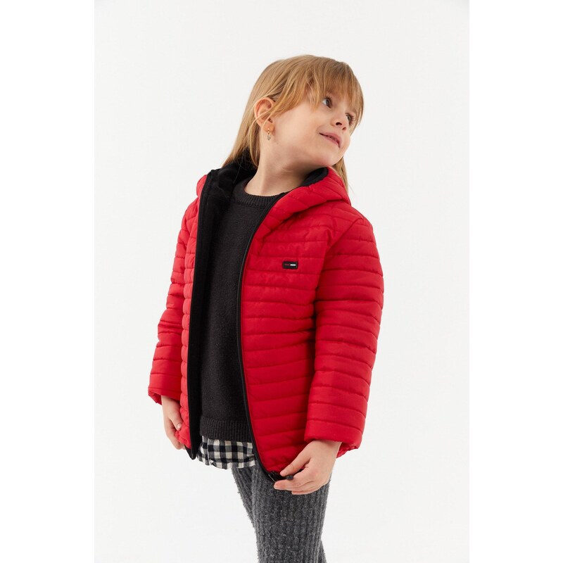 River Club Girl's Water and Windproof Fiber Red Hooded Coat