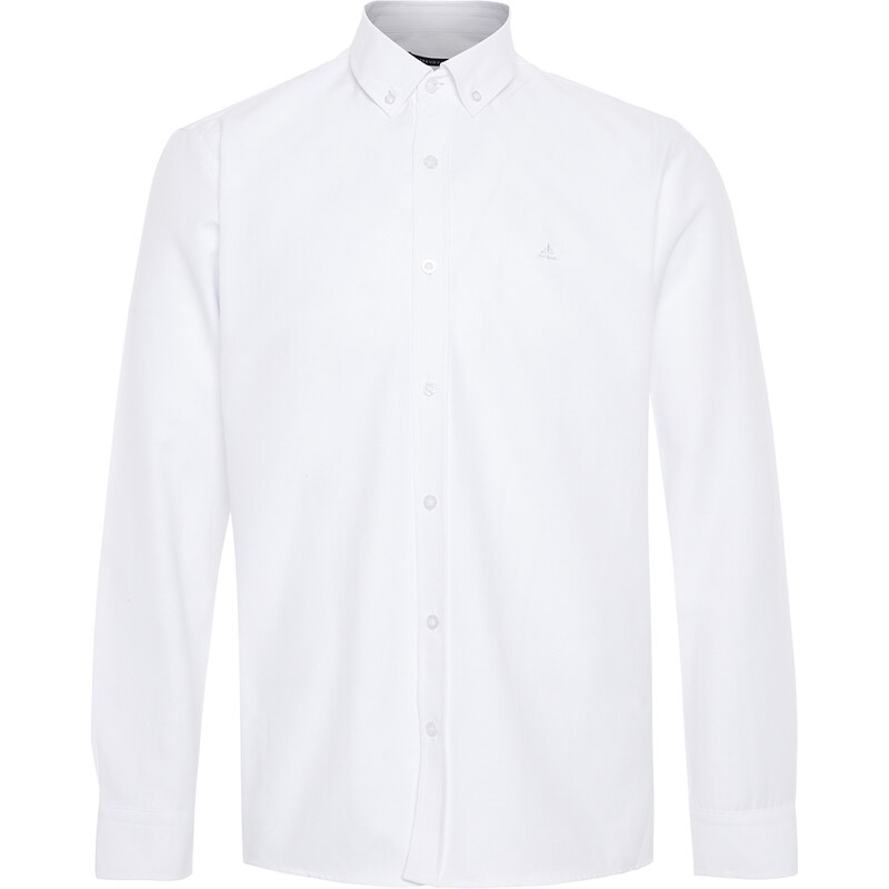 Trendyol White Regular Fit Embroidery Detailed Shirt