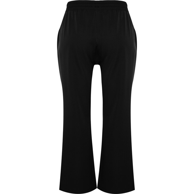 Trendyol Curve černé široké splývavé tkané kalhoty