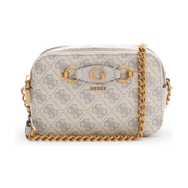 Guess Izzy crossbody kabelka logo krémová šedá