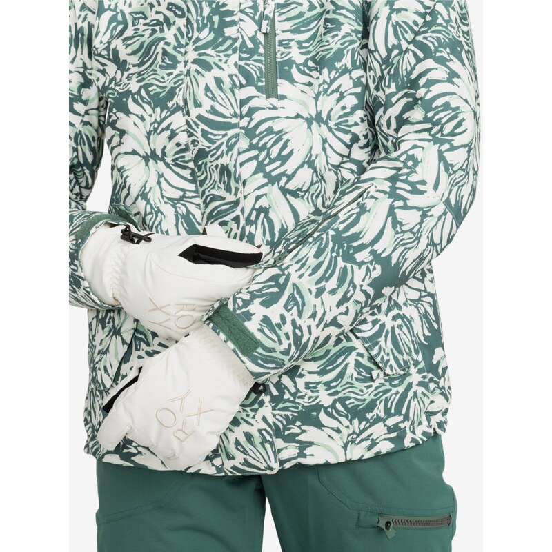Zeleno-krémová dámská zimní vzorovaná bunda Roxy Jetty - Dámské