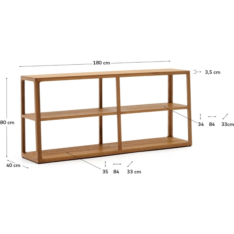 Dubový regál Kave Home Maymai 80 x 180 cm