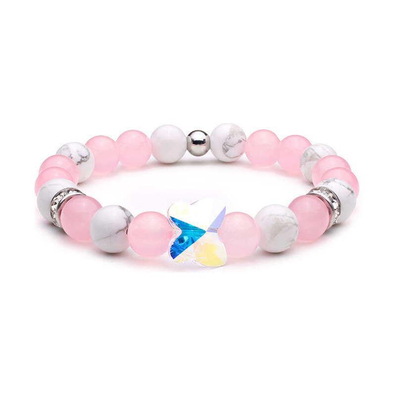 BudNej Minerální náramek MOTÝL Swarovski z howlitu a jadeitu MN1136 86245895