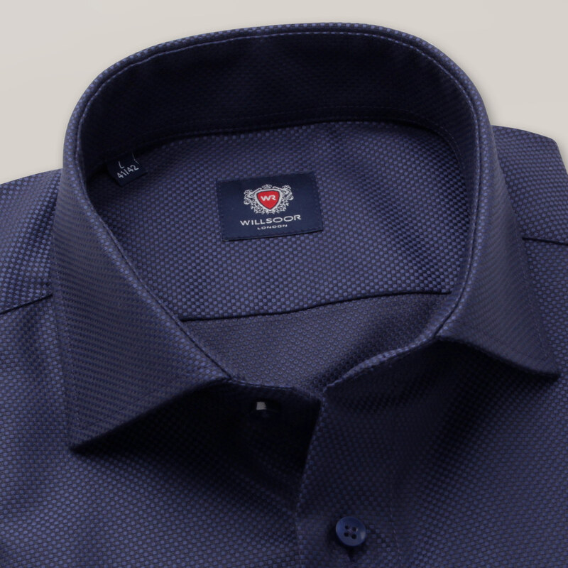 Willsoor Pánská tmavě modrá slim fit košile s jemným vzorem 15599