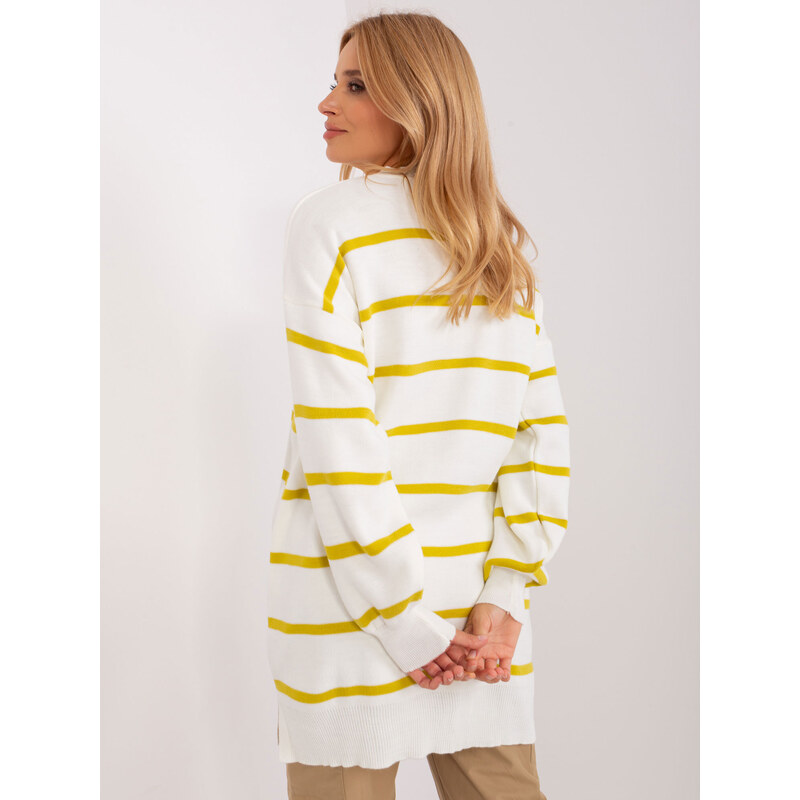Fashionhunters Olivově-ecru volný dámský pletený svetr