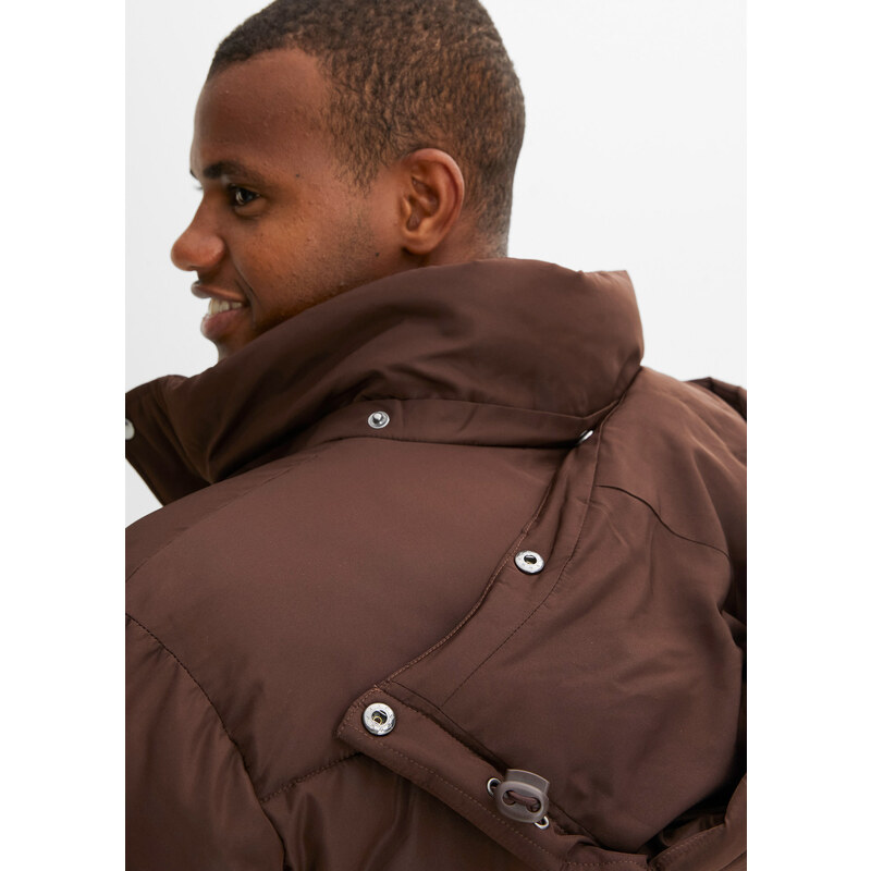 bonprix Prošívaná bunda s odnímatelnou kapucí, z recyklovaného polyesteru Hnědá