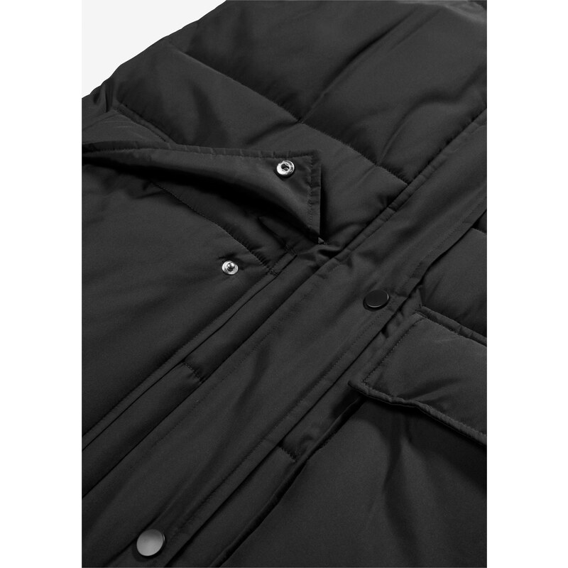 bonprix Vatovaná vesta z recyklovaného polyesteru, s odnímatelnou kapucí Černá