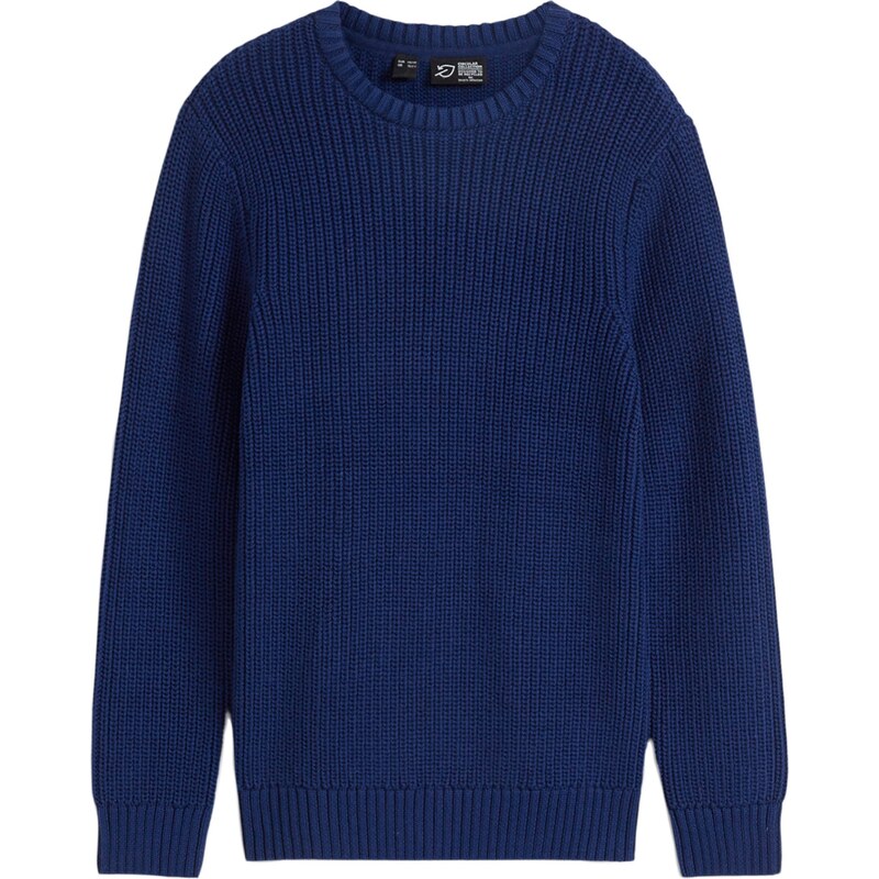 bonprix Pletený bavlněný svetr, pro děti Modrá