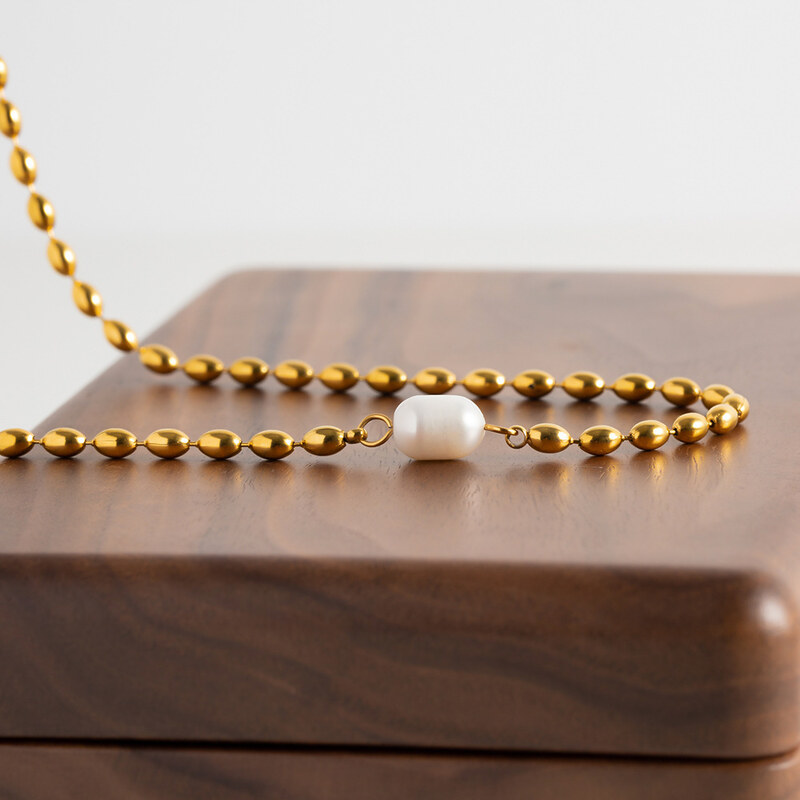 ORNAMENTI Pozlacený set náhrdelníku a náramku Beads gold