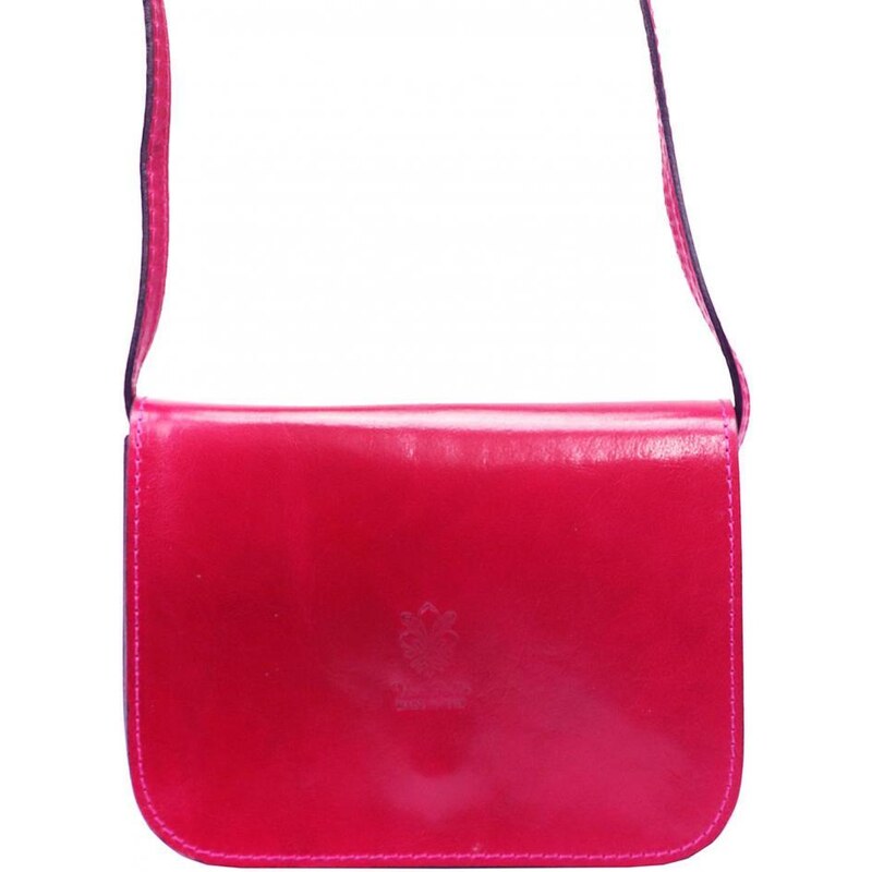 Vera Pelle Kožená malá dámská crossbody kabelka fuchsiová růžová
