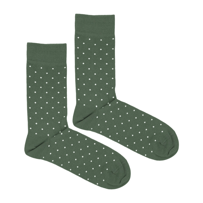 BUBIBUBI Zelené ponožky Sage Green s puntíky 39-42