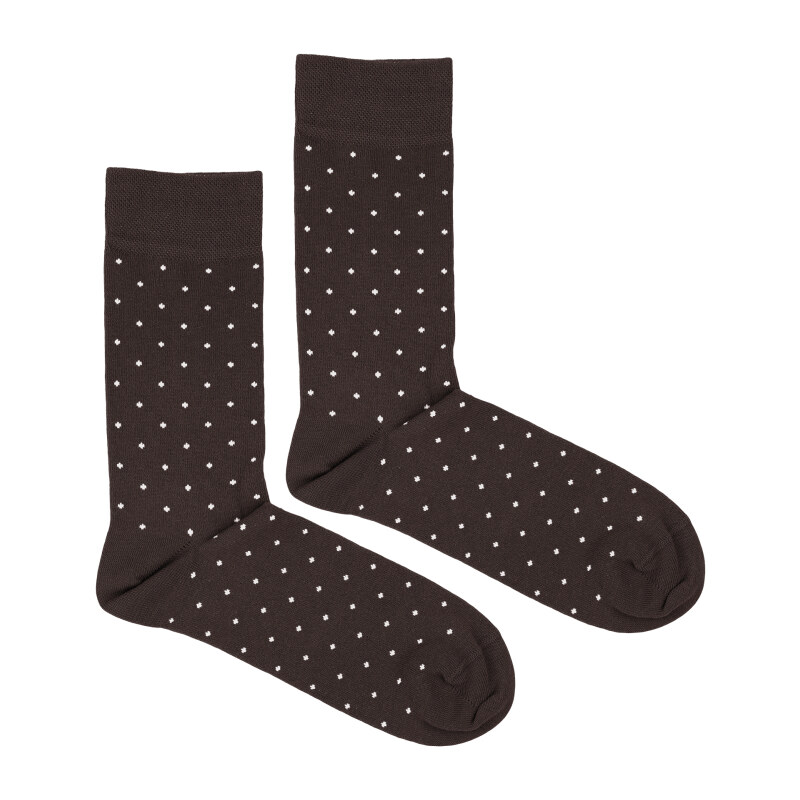 BUBIBUBI Tmavohnědé ponožky s puntíky 39-42