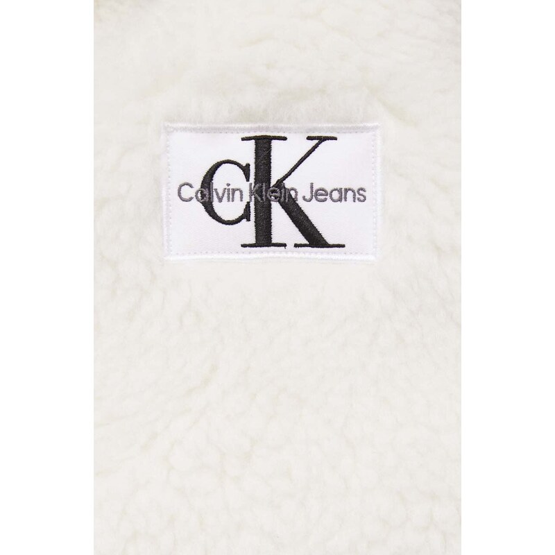 Bunda Calvin Klein Jeans dámská, béžová barva, přechodná, oversize