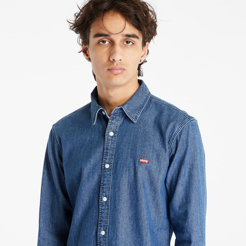 Pánská košile Levi's Battery Housemark Shirt Slim Med Indigo - Flat Finish