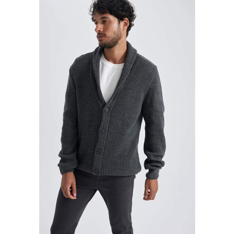 DEFACTO Standard Fit Shawl Collar Knitwear Cardigan