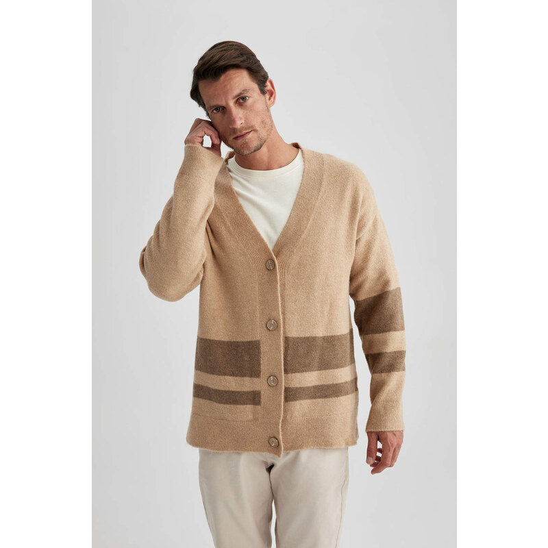 DEFACTO Relax Fit V-Neck Knitwear Cardigan