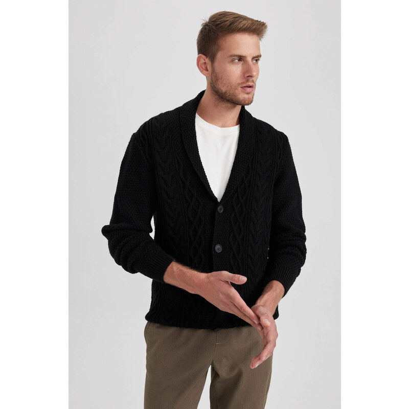 DEFACTO Standard Fit Shawl Collar Knitwear Cardigan