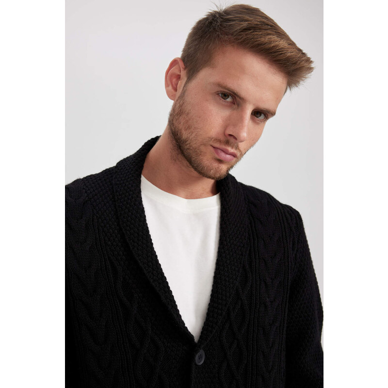 DEFACTO Standard Fit Shawl Collar Knitwear Cardigan