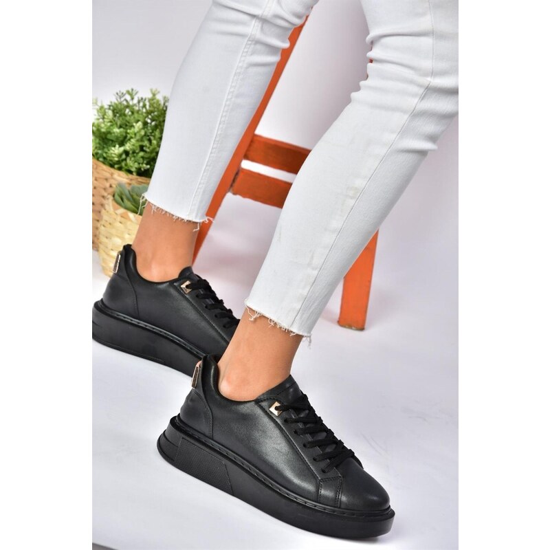 Fox Shoes P848231609 Black Thick Soled Women's Sports Shoes Sneakers