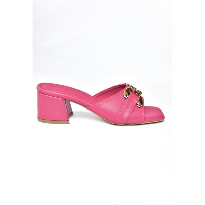 Fox Shoes P590131409 Women's Fuchsia Slippers with Buckle, Chunky Heels