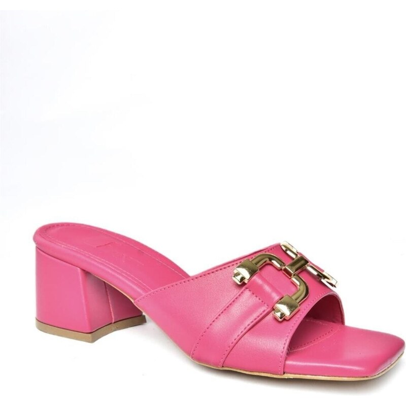 Fox Shoes P590131409 Women's Fuchsia Slippers with Buckle, Chunky Heels