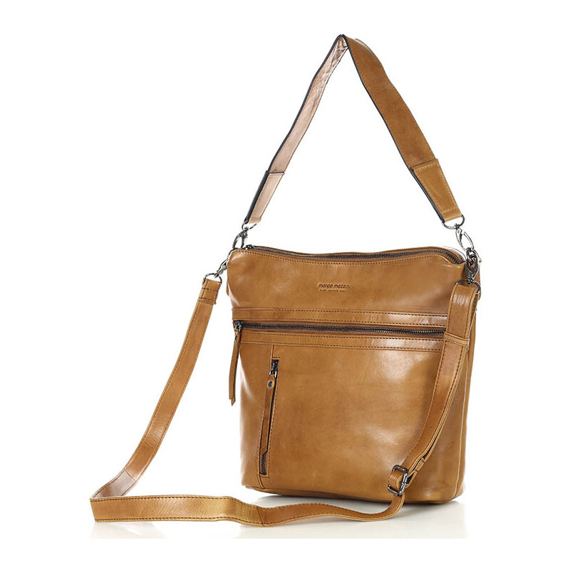 Marco Mazzini handmade Kožená crossbody kabelka Mazzini VS86 camel