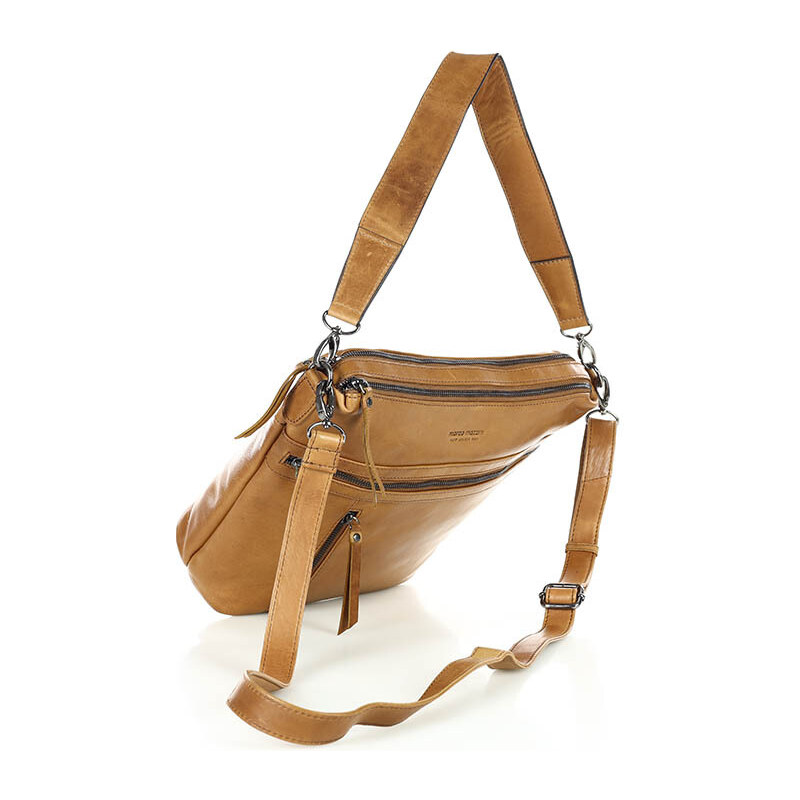 Marco Mazzini handmade Kožená crossbody kabelka Mazzini VS86 camel