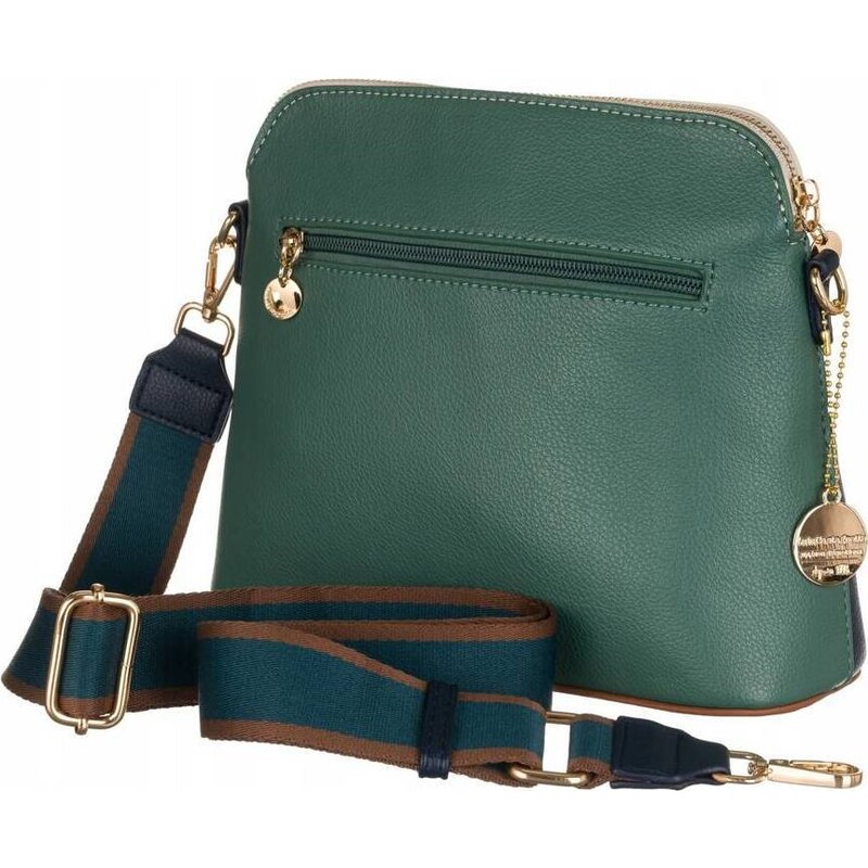 BASIC LULUCASTAGNETTE BÍLO-TMAVĚ MODRO-ZELENÁ CROSSBODY KABELKA SE ŠIROKÝM POPRUHEM URBANIE Tmavě modrá