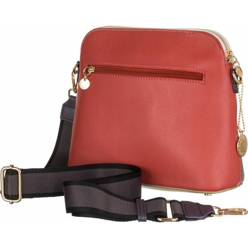 BASIC LULUCASTAGNETTE BÍLO-TMAVĚ MODRO-RŮŽOVÁ CROSSBODY KABELKA SE ŠIROKÝM POPRUHEM URBANIE Tmavě modrá