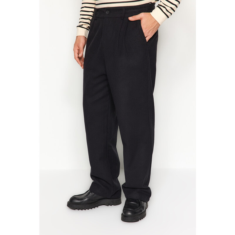 Trendyol Black Wide Leg Stamped Trousers