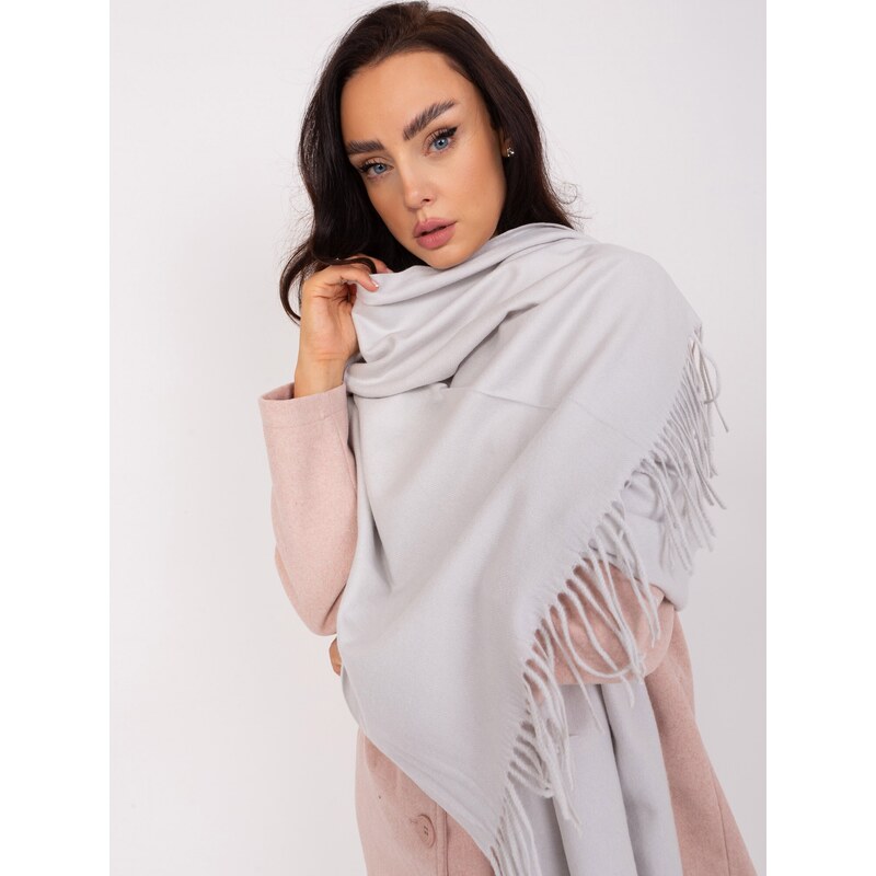 Fashionhunters Světle šedý pletený dámský šátek