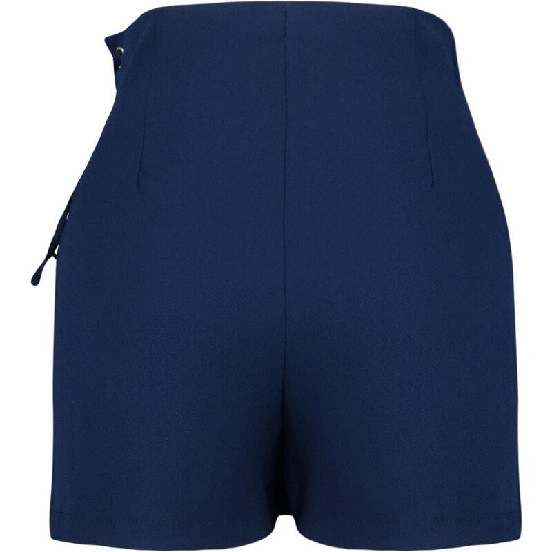 Trendyol Navy Blue Lace-Up and Eyelet Detail Woven Shorts Skirt