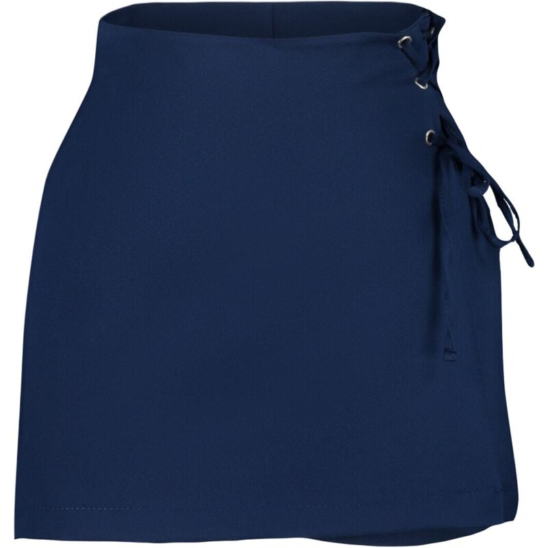 Trendyol Navy Blue Lace-Up and Eyelet Detail Woven Shorts Skirt