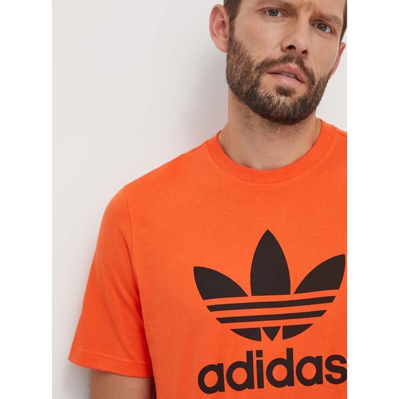 Bavlněné tričko adidas Originals oranžová barva, s potiskem