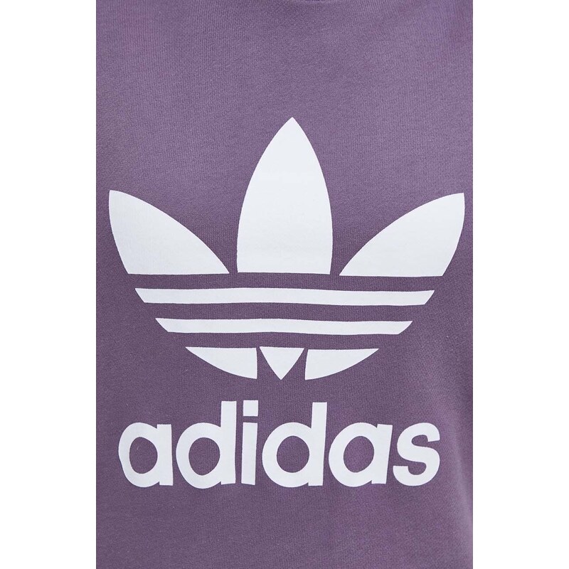 Bavlněná mikina adidas Originals dámská, fialová barva, s potiskem