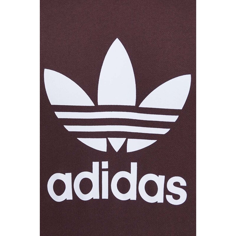 Bavlněná mikina adidas Originals pánská, hnědá barva, s potiskem