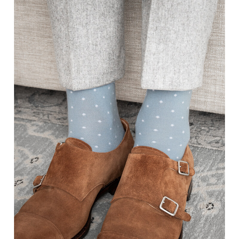 BUBIBUBI Modrošedé ponožky s puntíky 39-42